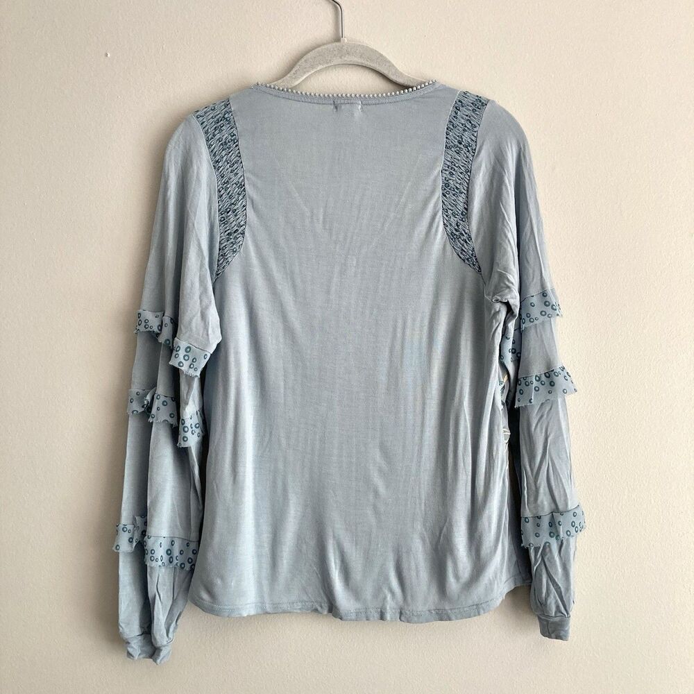 Anthropologie Tiny Frances Embroidered V-Neck Long Sleeve Ruffled Top Size XS - Picture 7 of 10